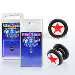 pkmp79 black acrylic magnetic fake plug with red star on white