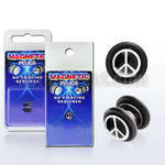 pkmp81 black acrylic magnetic fake plug w peace sign on black