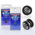 pkmp84 black acrylic magnetic fake plug with weave on white