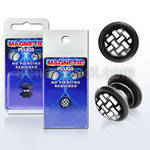 pkmp85 black acrylic magnetic fake plug with weave on black
