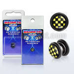 pkmp88 acrylic magnetic fake plug w black yellow checkered
