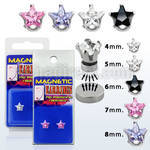 pkmss pair of magnetic 316l steel ear studs with star prong cz