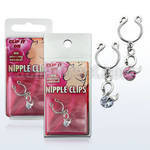pknp18 nonpiercing nipple clip with dangling swan w round cz