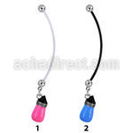 pnd668x maternity pregnancy belly ring w dangling milk bottle 