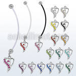 pndhrc2 pregnancy belly ring w dangling heart w crystals
