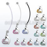 pndhrc5 pregnancy belly ring w dangling double heart w crystals 