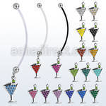 pndmar2 pregnancy belly ring w dangling crystal martini glass 