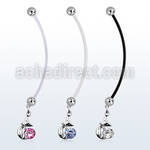 pndz378 pregnancy belly ring w dangling ladycat w round cz