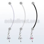 pndz410 pregnancy belly ring w dangling w a small prong set czs