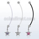 pndz414 pregnancy belly ring w dangling star w round cz