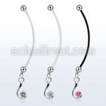 pndz730 pregnancy belly ring w dangling with a single cz