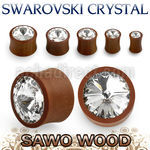 psagc sawo wood double flare plug w giant crystal center