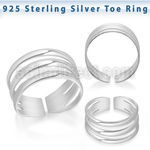 pt564 silver adjustable toe ring three bands