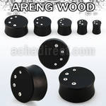 pwkkca areng wood solid double flare plug with crystals