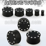pwkkcb areng wood solid double flare plug w crystals on the rim