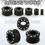 pwkkcc areng wood double flared flesh tunnel w crystals