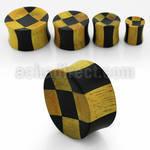 pwky concave double flare crocodile black ebony wood plug