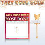 rbbt2 14kt rose gold nose bone w modern butterfly top