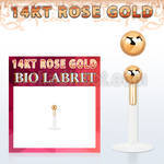 rbib25 bio flex labret w 2.5mm 14kt rose gold ball