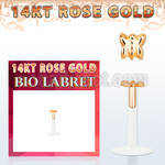 rbibt bio flex labret w 14kt rose gold top in btterfly shape