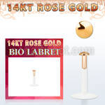 rbird bio flex labret w 14k rose gold top w 2mm round flat top