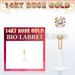 rbizcs bio flex labret w push in 14k rose gold top w 1.5mm cz