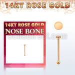 rbrd1 14kt rose gold nose bone, 22g w 1mm small round flat top