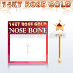 rbst 14kt rose gold nose bone w a 2.5mm gold star shaped top