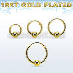 rgbcr16m 18k gold silver ball closure earrings, 16g 4mm ball