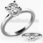 riz14 steel engagement ring solitaire cathedral set 7mm cz
