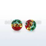 rmfr6 6mm ball with ferido rasta stripes color multi crystals