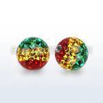 rmfr8 8mm ball with ferido rasta stripes color multi crystals