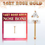 rnbtc1 14kt rose gold nose bone w a 3mm triangle shaped cz