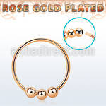 rose gold plated silver nose hoop w three 2mm balls 