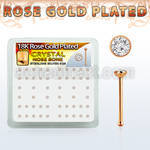 rsb14xc rose gold plated silver nose bones w 2mm clear crystal