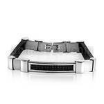 rsb97 high polished steel bracelet w black carbon fiber inlay