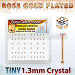 rsbp6xc box w rose gold plated silver nose bone w 1 25mm crystal