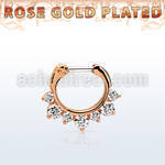 rseph16 rose gold silver septum clicker w 4 small + 3 big czs