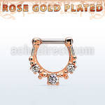 rsepl14 rose gold plated silver septum clicker 14g w 1 big cz