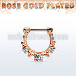 rsepl16 rose gold plated silver septum clicker 16g w 1 big cz