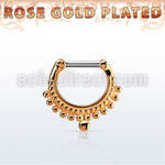 rsepm14 rose gold plated silver septum clicker, 14g w small ball