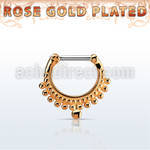 rsepm16 rose gold plated silver septum clicker, 16g w small ball