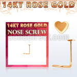 rsht 14kt rose gold nose screw w 2.5mm gold heart shaped top