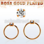 rsnhz2 rose gold silver seamless nose ring w 2mm prong set cz