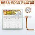 rsnsbxc rose gold silver nose studs w 1 5mm clear crystal tops