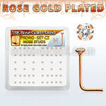 rsnszbc rose gold silver nose studs w 1 5mm clear prong set cz