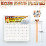 rsnyzbc rose gold silver bend it nose studs w clear prong set cz