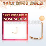 rsrd1 14kt rose gold nose screw, 22g w 1mm round flat top