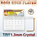 rss6xc box rose gold silver nose studs w 1.25mm clear crystals
