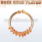 rssep12a rose gold plated silver fake septum ring w a rope design